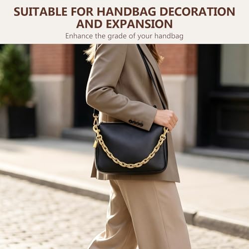 2 Pack Metal Bag Extender Chains, Decorative Handbag Chain Straps with Clip-On Clasps for Crossbody Bags, Purses, Wallets & Jeans