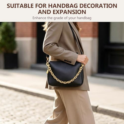 2 Pack Metal Bag Extender Chains, Decorative Handbag Chain Straps with Clip-On Clasps for Crossbody Bags, Purses, Wallets & Jeans