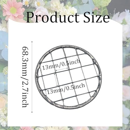 18PCS 2.7” Mason Jar Flower Frog Lids, 70mm Metal Grid Lid Insert Organizer for Regular Mouth Canning Jars, Square Hole Floral Arrangement Holder for Fresh Flower Display