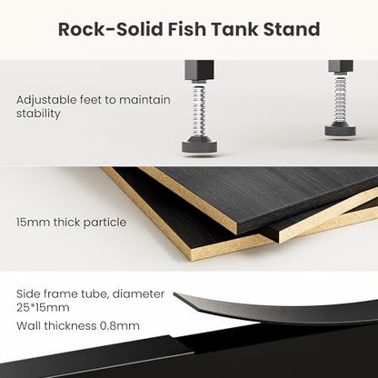 5-10 Gallon Fish Tank Stand, Heavy Duty Aquarium Stand with Dual-Tiered Cabinet, Accessory Storage Solution for Viewing Experience in Home & Office (20.47" L * 11.02" W), Black