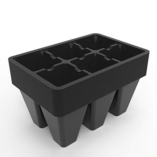 Gardzen 30 Pack 6-Cell Seed Starting Tray for Seedlings, Plant Starter Trays with Drainage Holes for Seed Germination, 5.4x3.7 inches, Black - color: Black, size: 30 Pcs
