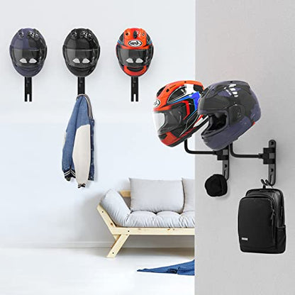 Helmet Hanger Wall Mount 180° Swivel Helmet Holder for Motorcycle Bike Racing Outerwear Sports Gear - color: Black-2