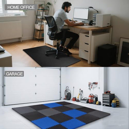 BalanceFrom Puzzle Exercise Gym Flooring Mat, 3/4" Thick EVA Interlocking Foam Tiles Workout Mat for Home Gym, 96 Square Feet, Graphite