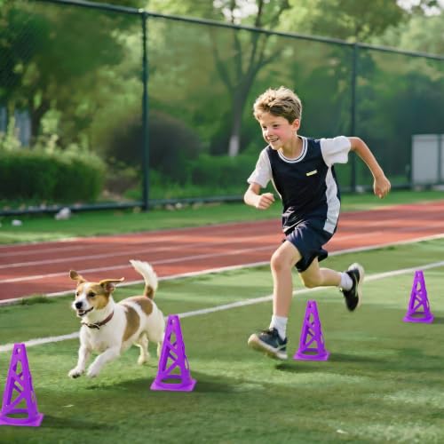 12 Pack Soccer Cones, 9 Inch Agility Cones for Soccer, Football, Basketball, Cones for Sports Training, Speed & Agility Drills, Field Marking Equipment - color: purple