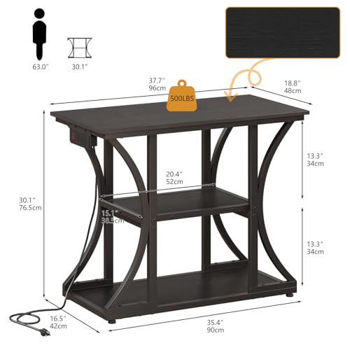 50 Gallon Aquarium Stand with Power Outlets Fish Tank Stand with 3-Tier Storage Shelves Display Stand for Turtle Tank Shelves Metal Frame Stand for Living Room Office Entryway(Black)