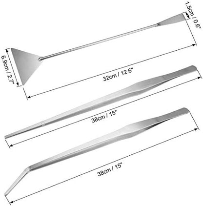 Utoolmart Aquarium Tank Aquatic Plant Tools Sets, 3 in 1 Anti-Rust Aquatic Plant Aquascaping Tool, Stainless Steel Aquarium Tweezers(15-inch) and Scrapers, for Fish Starter Kits & Aquariums Tank - size: 38cm