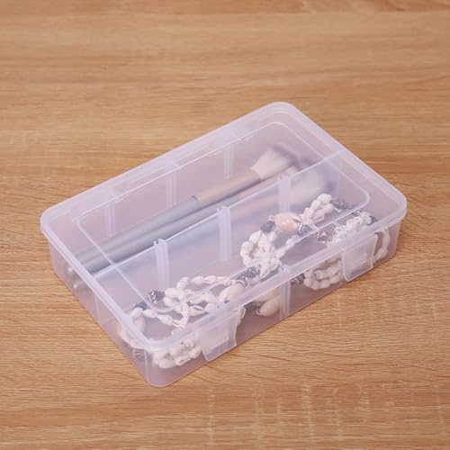 2 Pack 8 Grids Bead Organizers and Storage, Plastic Organizer Box with Removable Dividers Tackle Box Organizer for Jewelry, Art DIY Crafts, Beads,Electronics and Small Parts
