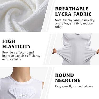 Youth Padded Compression Shirt Vest Rib Chest Protector Football Baseball - color: Padded Vest White, size: Small