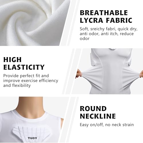Youth Padded Compression Shirt Vest Rib Chest Protector Football Baseball - color: Padded Vest White, size: Large