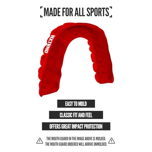 2 Pack Nxtrnd Classic Mouthguard, Custom Fit Sports Mouthpiece for Football, Boxing, MMA, Basketball, Hockey, Lacrosse, Youth & Adult (Red) - color: Red