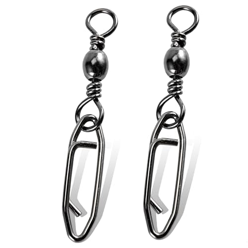 High Strength Fishing Swivels Stainless Clips Steel Snap Swivels Barrel Connector Saltwater Swivel Fishing Rolling Black Nickel - size: Size 9+S (44lb) 50 pcs