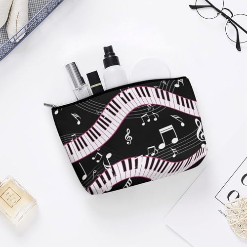 Supdreamc Fashion Makeup Case Handbag, Black And White Piano Keys Music Note Travel Makeup Train Case Pouch Large Capacity Carry On Bag, Luggage Pouch, Makeup Pouch for Women GirlGirls Ladies - color: Pattern 423