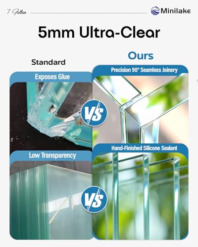 7 Gallon Clear Glass Fish Tank, Aquarium Fish Bowl Ultra Clear Rimless Design for Betta Goldfish Snails Shrimp Aquatic Planting - color: Transparent, size: 7 Gallon