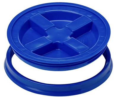 5 Gallon Aqua Food Grade BPA Free Made in USA Bucket Pail with Blue Airtight Double Gasket Screw on Lid (Pack of 2)