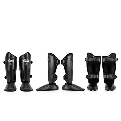 Fairtex SP9 Ultra Ergo Shin Guard Durable Syntek Leather Muay Thai Shin Pad - color: Black, size: Medium