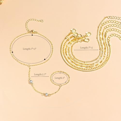 18K Gold Plated Small Cross Bracelet for Women | Tiny Cute Cross Bracelets | Beaded Bracelet | Hip Hop Knot | Hand Chain Bracelets | Gold Jewelry Gifts for Women - color: Gold Hand Chain 3#