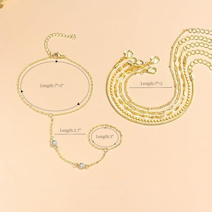 18K Gold Plated Small Cross Bracelet for Women | Tiny Cute Cross Bracelets | Beaded Bracelet | Hip Hop Knot | Hand Chain Bracelets | Gold Jewelry Gifts for Women - color: Gold Hand Chain 3#
