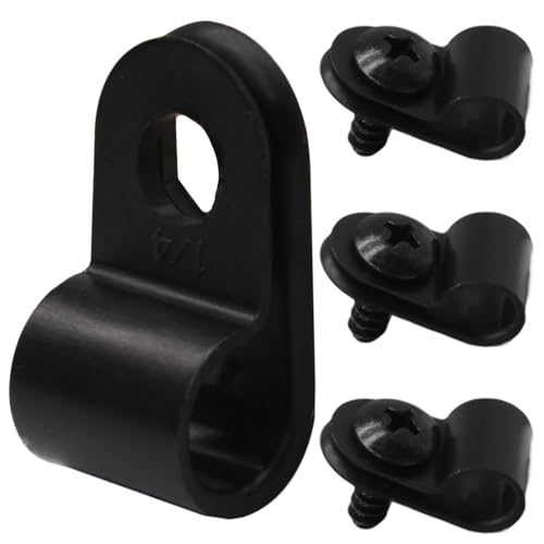 60 Pcs R-Type Cable Clip Wire Clamp, 1/4 Inch Nylon Cable Clamp Rope Light Mounting Clips Wire Fasten with 60 Screws for Wire Management and Cable Management - size: 1/4 Inch