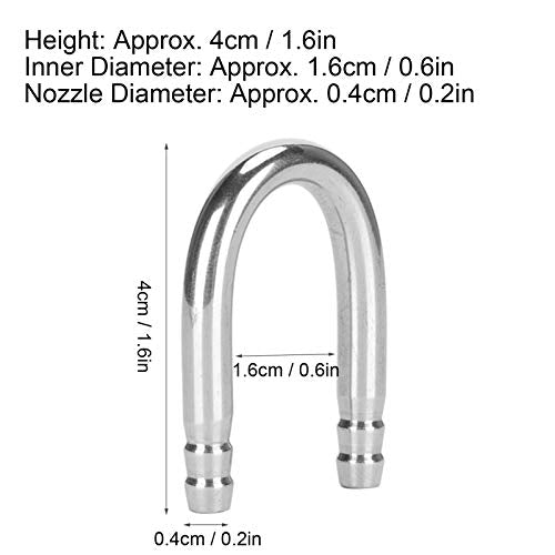 10Pcs Stainless Steel U Shape Elbow Pipe for Fish Oxygen Pump CO2 Tubing Accessory with Smoothness Machine Polished Edges, Installation for Aquarium