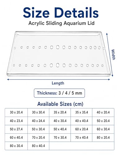 Clear Acrylic Aquarium Lid with Fresh Air Holes，3/4/5 mm Fish Tank Sliding Cover，Anti Jump Light Transmission(4mm,70x20.4cm)
