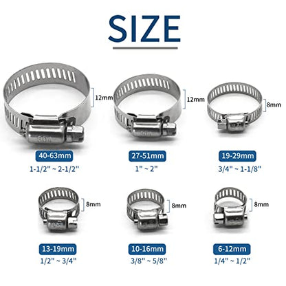 10 Pack Stainless Steel Hose Clamps, 1-1/2 inch to 2-1/2 inch Worm Gear Metal Hose Clamps for Pipe, Dryer Repair, Tubing and Fuel Line - size: 1-1/2" ~ 2-1/2"