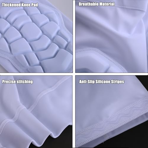 Wrestling Knee Pads Compression Leg Sleeve with Knee Pad and Calf Pad, 1 Pair Knee Sleeve with Shin Guards Shin Pads for Football, Baseball, Rugby, Lacrosse (2, White, X-Large) - color: White, size: X-Large