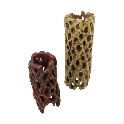 Aquarium Decoration Shrimp Hideout and Hermit Crab Climbing Toy with Reptile Moss Attachment for Small Animal Nesting Spot Resin Fish Tank Ornament