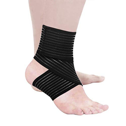 Elastic Ankle Support Bandage Breathable Ankle Brace Guard Sports Knee Elbow Wrist Calf Thigh Compression Wrap Ankle Exercise Wrap Strap for Running Riding Fitness - color: Black