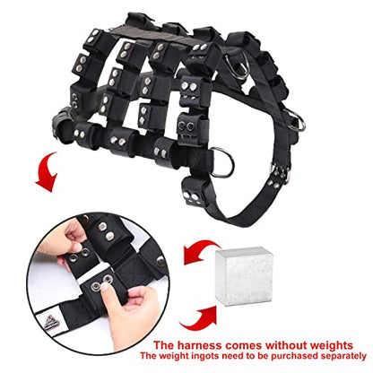 Weighted Tactical Dog Vest, No Pull Harness Symmetric Weight Pockets for Muscle & Weight Loss, Fit Pitbull GSD Husky, Heavy Nylon Service Harness Black - size: Dog's Waist 36.0"-43.0" | VEST ONLY