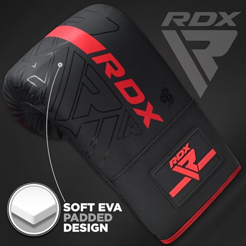 RDX Bag Gloves Boxing Punching Mitts, Maya Hide Leather, Padding, Ventilated Palm, MMA Heavy Punch Training, Muay Thai Kickboxing Focus Pads Double End Speed Ball Workout, Adult Men Women - color: Red