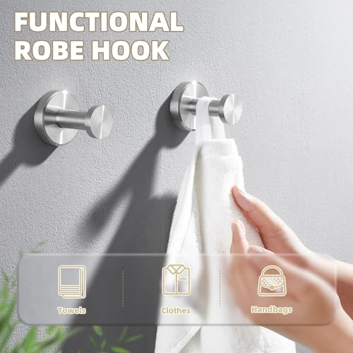 APLusee Brushed Nickel Bath Towel Hooks for Shower, 2 Pack, Wall Mounted - color: Brushed Nickel, size: 2 Pack