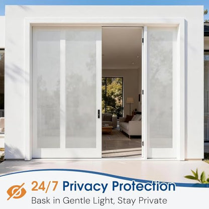 Homein Frosted Glass Window Privacy Film with Tools UV Blocking Privacy Film for Glass Windows, Static Cling No Glue Removable Reusable Anti Glare for Home Day and Night, Pure 17.5" x 78.7"