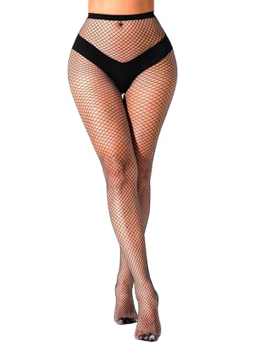 Plus Size Fishnet Tights Stockings Women's High Waist Stockings for Women