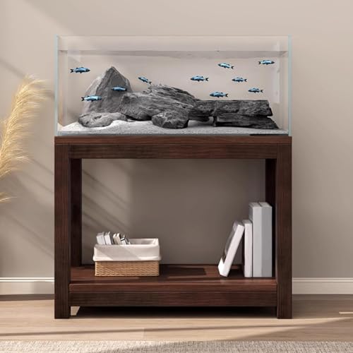 Double Layered Solid Wood Fish Tank Stand, Thickened Countertop 1.5cm, High Load-Bearing Capacity, Suitable for Placing Fish Tanks and Crawler Racks(50x30cm/19.7x11.8in)