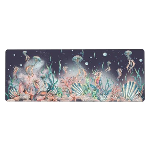 Jellyfish Mouse Pad XL Large Mousepad Non Slip Rubber Base Desk Mat for Laptop Computer Gaming 31.5" X 12" - color: Jellyfish