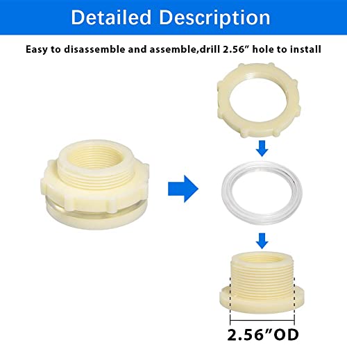 1-1/4" ABS Bulkhead Water Tank Connector Adapter Fitting Thru-Bulk Pipe Fitting (Pack of 4) - size: 1.25 Inch, style: Set of 4