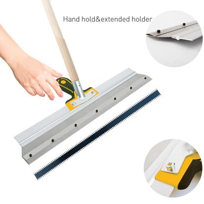 Epoxy Self-Levelling Cement Tool,22 inch Stainless Steel Scraper,Epoxy Flooring Paint Tool Epoxy Cement Concrete Self Leveling Flooring Rake Construction Tools