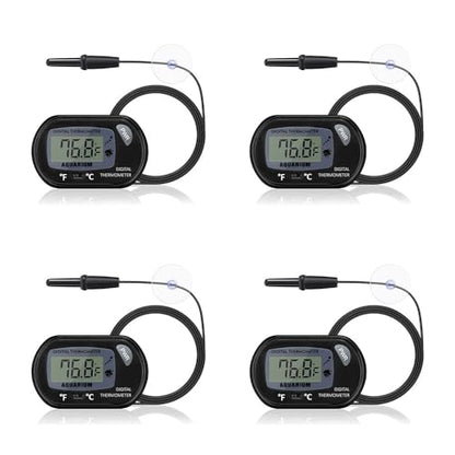 Aquarium Thermometer with Large LCD Display Fahrenheit/Celsius(℉/℃) Fish Tank Thermometer for Aquarium Reptile Terrarium Digital Water Thermometer with Suction Cup(4 Pack) - size: 4 Pack