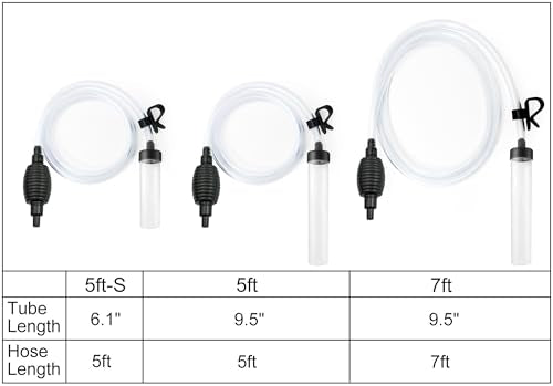5ft Aquarium Siphon Vacuum Cleaner for Fish Tank Cleaning Gravel & Sand - size: 5ft