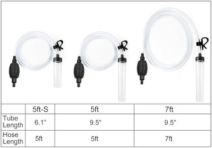 5ft Aquarium Siphon Vacuum Cleaner for Fish Tank Cleaning Gravel & Sand - size: 5ft