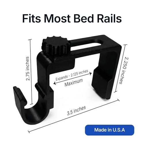 CPAP Hose Holder Adjustable Clamp Mount – No Drill Bed Rail Clip, Secure U-Shape Tube Hook for Tangle-Free CPAP Tubing Support - Made in USA - Black