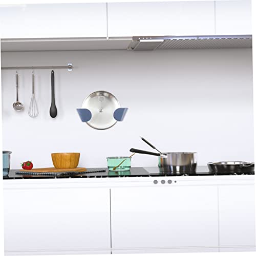 Alipis 5 Pair Blue Abs Frosted Kitchen Lid Holder Seamless Adhesive Pot Lid Storage Rack with Hook and Stand Function Non Deformable Multifunctional Organizer for Pots Trays and Kitchen