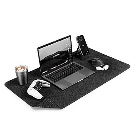 DELTAHUB - Minimalistic Felt Desk Protective Pad, Anti-Fray, Anti-Slip, Easy to Clean, Easy Glide, Long Lasting, Sleek Design, Comfortable, Resistant, Desk Mat, PC, Mac, Laptop - Large (18x32inch) - color: Dark Grey, size: Large