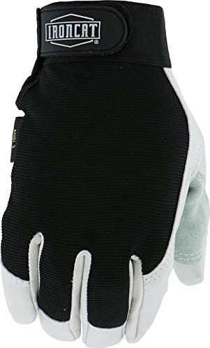 IRONCAT 86552 Goatskin Grain Goat Gloves-Medium, Reinforced Palm and Thumb, Hook and Loop Closure - size: Medium