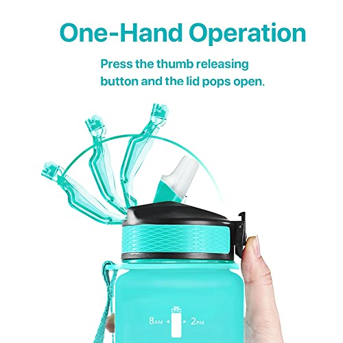 EYQ 32oz Water Bottle with Straw, Time Marker, Blue Purple - color: 5.Green/Purple Gradient