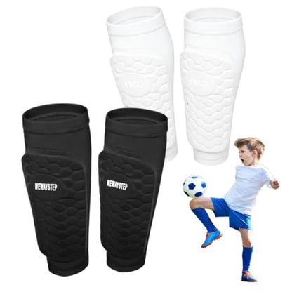 Soccer Shin Guards for Kids Adult, Calf Compression Sleeve - color: Black+White, size: Medium