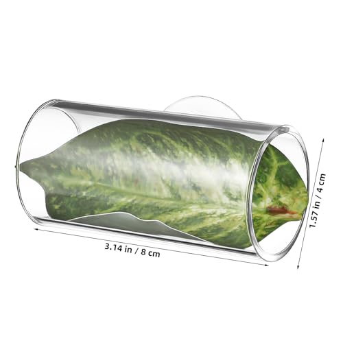 Veemoon 2 Pcs Acrylic Betta Fish Tube Tunnel with Suction Cups Transparent Betta Hideout and Resting Leaf Aquarium Decoration 3.14 X 1.57 Inch Fish Tank Accessory for Home and Office