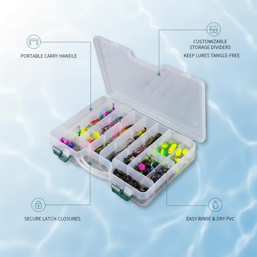 Portable Fishing Tackle Box with Handle, Durable PVC Storage Case for Lures and Hooks, 13 x 3.3 x 1.6 Inches - color: Clear