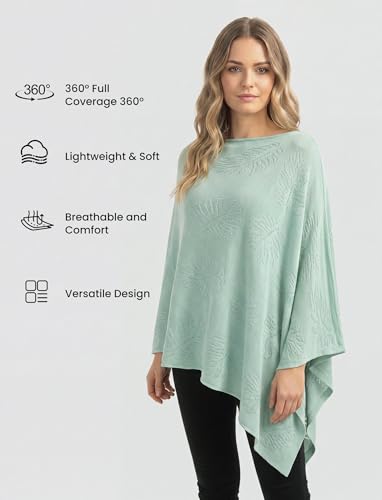 PATPAT Nursing Cover for Breastfeeding, Soft Breathable Privacy Poncho, Multi-Use Jacquard Knit Breastfeeding Cover for Moms, Portable Nursing Shawl & Baby Blanket (Sage Green) - color: Sage Green