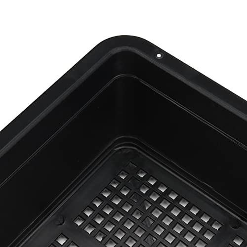 14 Pack 15 x 12 Inch Seed Starter Trays, Plastic Garden Mesh Bottom Plant Germination Trays, Black Growing Tray for Seedling, Microgreen, Soil Blocks, Wheatgrass, Hydroponic and Fodder Systems